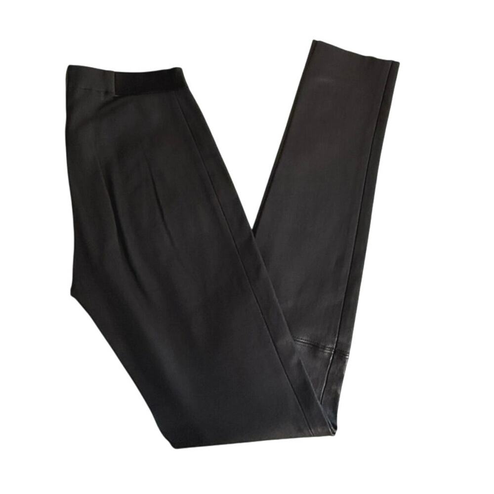 Alice + Olivia black lamb leather leggings skinny pants size 0 Mae in USA